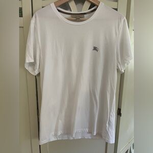 Classic Burberry white T shirt with grey embroidered logo